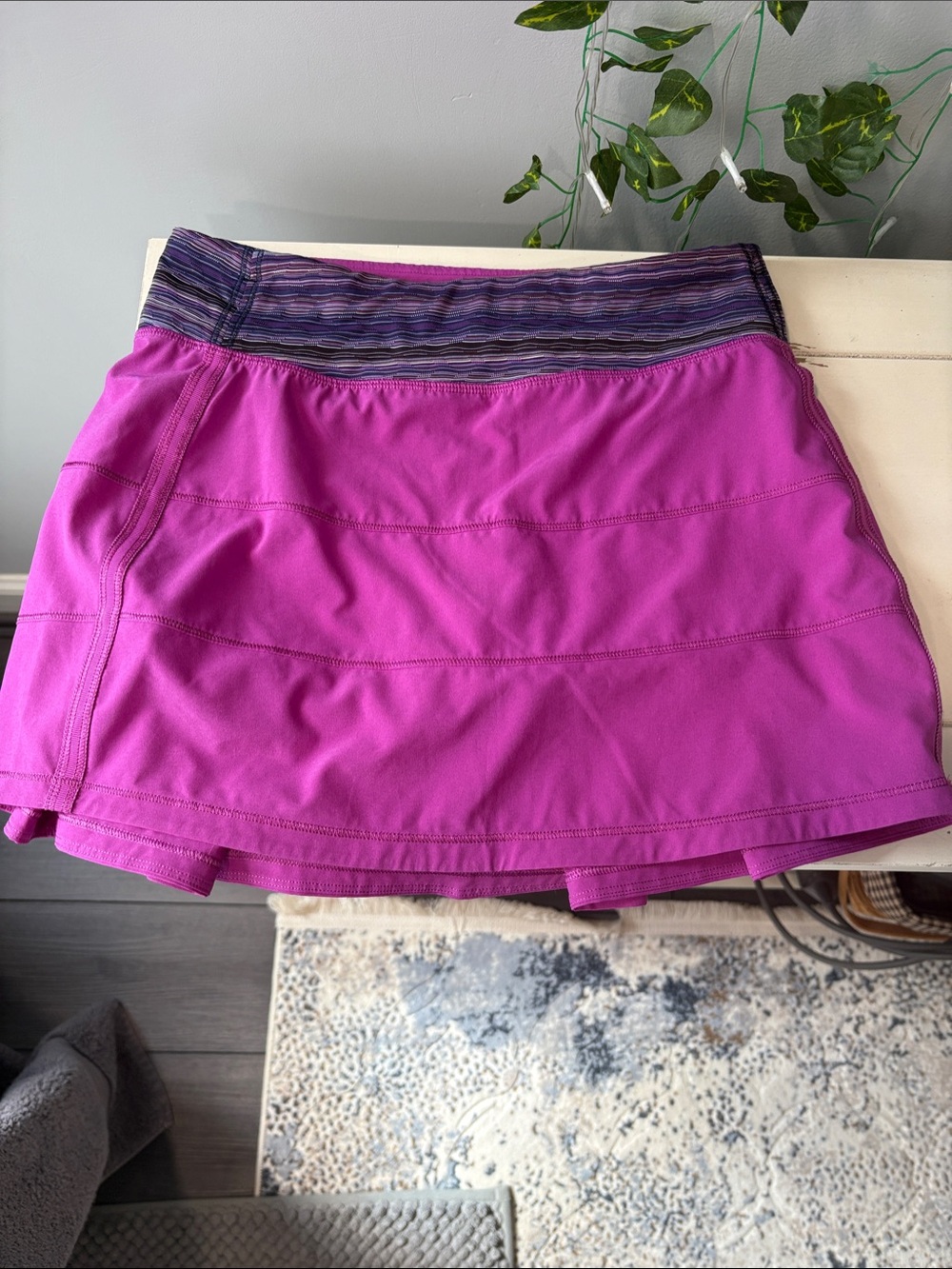 Lululemon vintage Skort in Bright Magenta with Striped Waistband